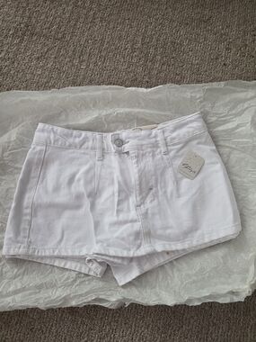 Free People White High-Rise Denim Shorts